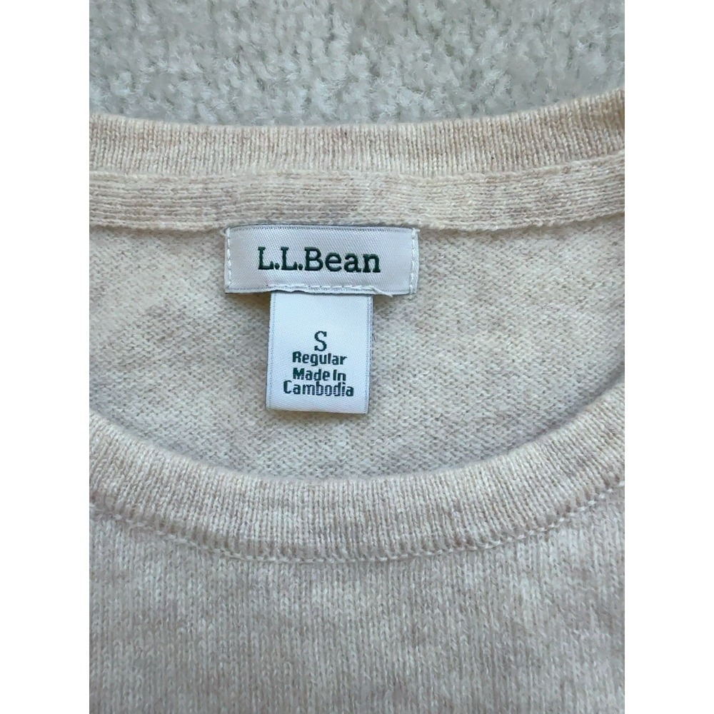 LL Bean Women's Classic Cashmere Sweater, Crewneck Stripe Size S - Picture 2 of 7